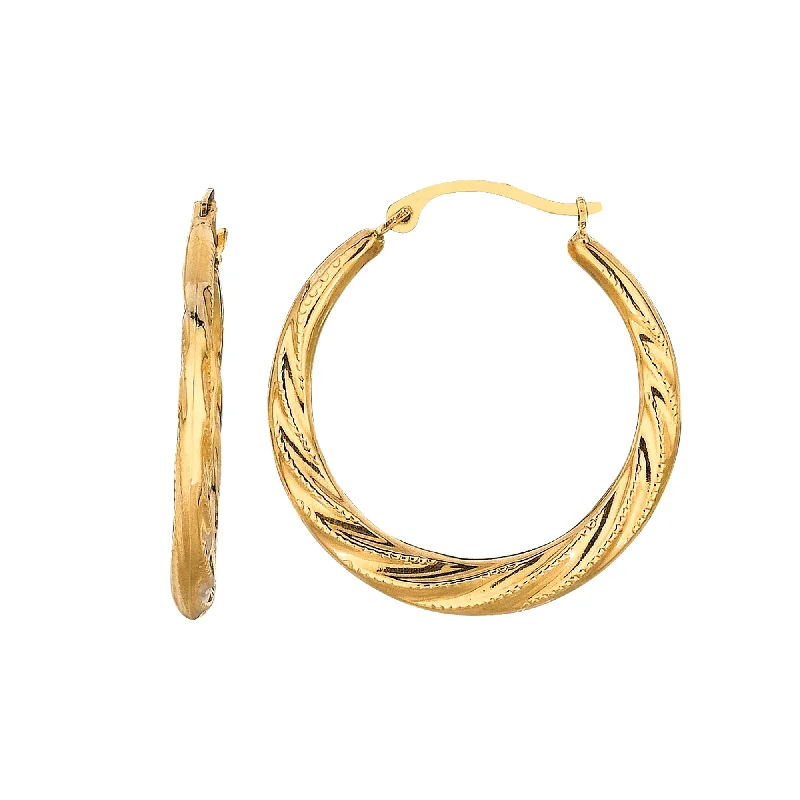 Custom Earrings-10K Gold Medium Round Graduated Twist Hoop Earring