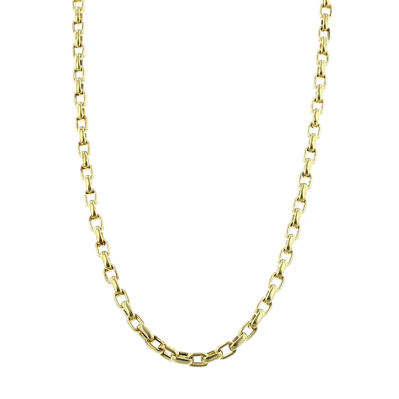 Heart Necklaces-Fine Gauge Square Link Chain Necklace in 18K Yellow Gold, 17inch