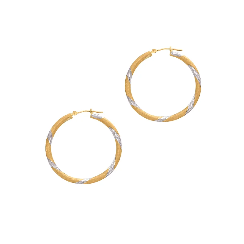 Statement Gold Earrings-14K Gold 3x30mm Hoop Earring