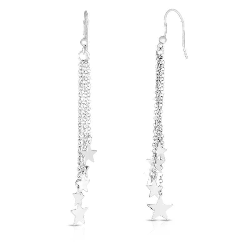 Customizable Earrings-Silver Star Fringe Earring