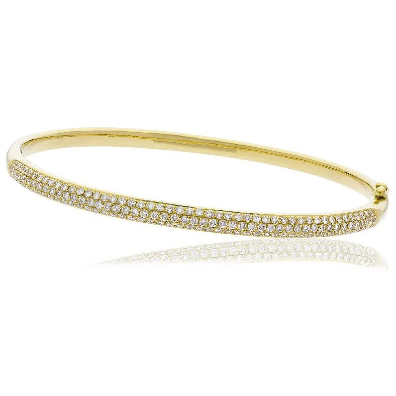 Bangles For Classic Fashion-DIAMOND PAVE SETTING BANGLE IN 18K YELLOW GOLD