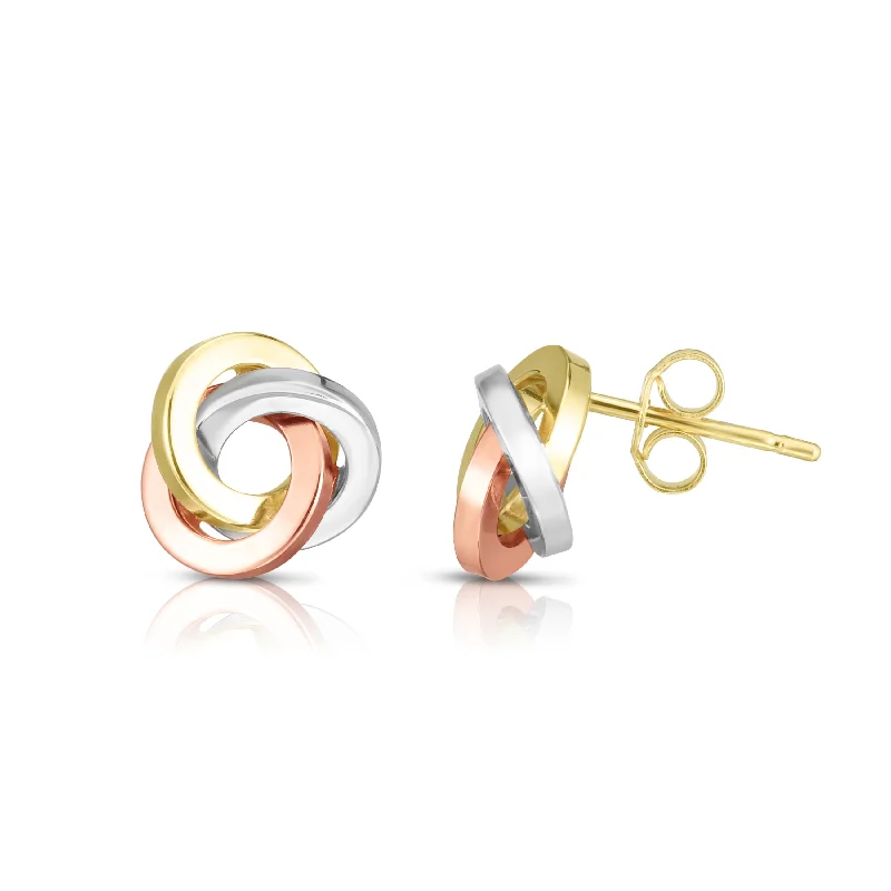 Statement Diamond Earrings-14K Gold Polished Love Knot Stud Earring