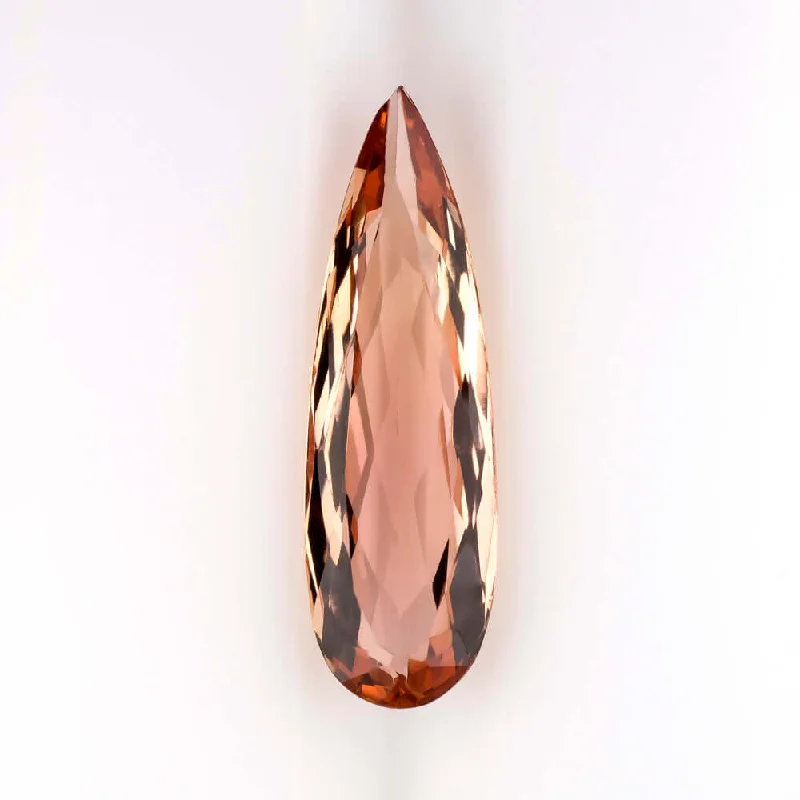 Elegant Diamond Necklaces-2.40ct IMPERIAL TOPAZ 17mm LONG DROP PENDANT PEAR SHAPE NECKLACE ORANGE DANGLE