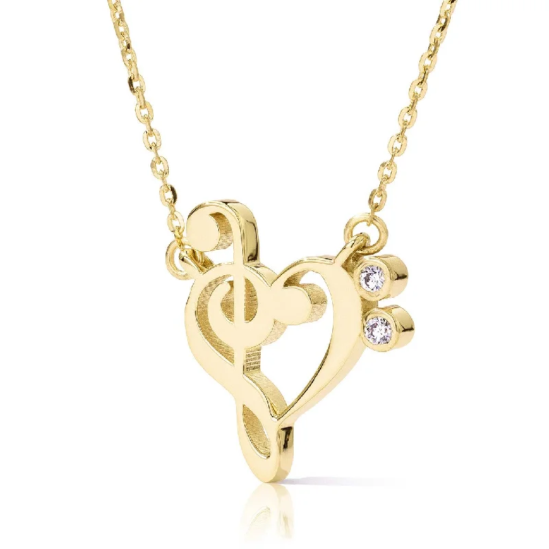 Customizable Necklaces-14k Gold Small Treble Clef Heart Music Lover Necklace