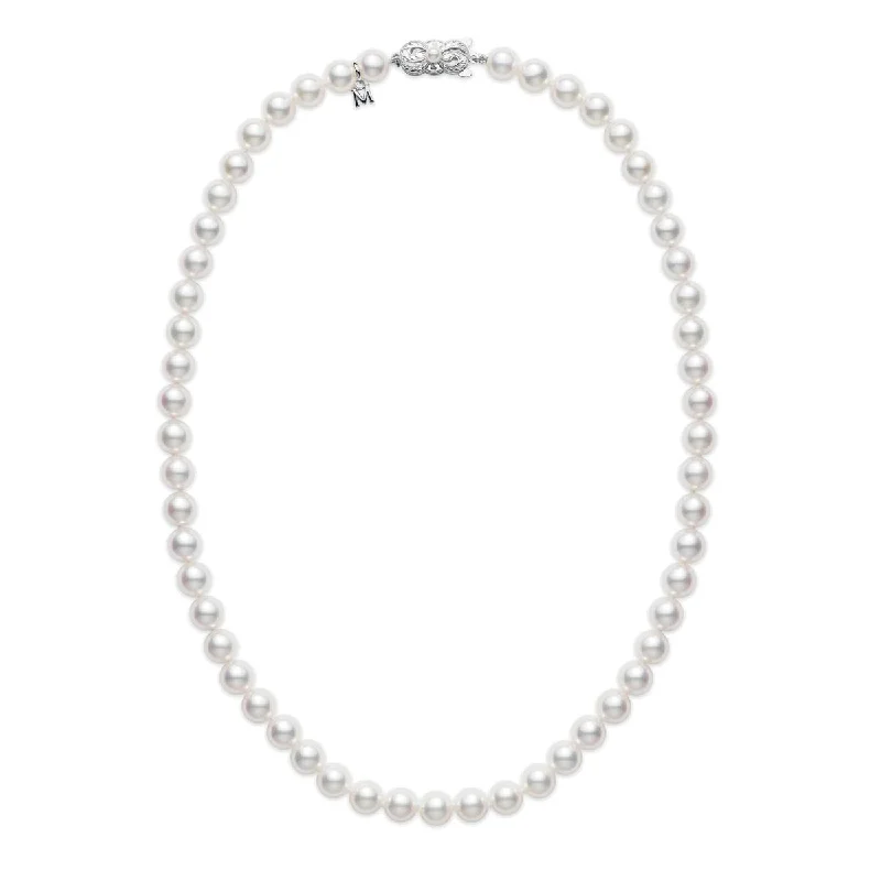 Religious Necklaces-18K WHITE GOLD 7.0-7.5MM A CULTURED PEARL 16" NECKLACE