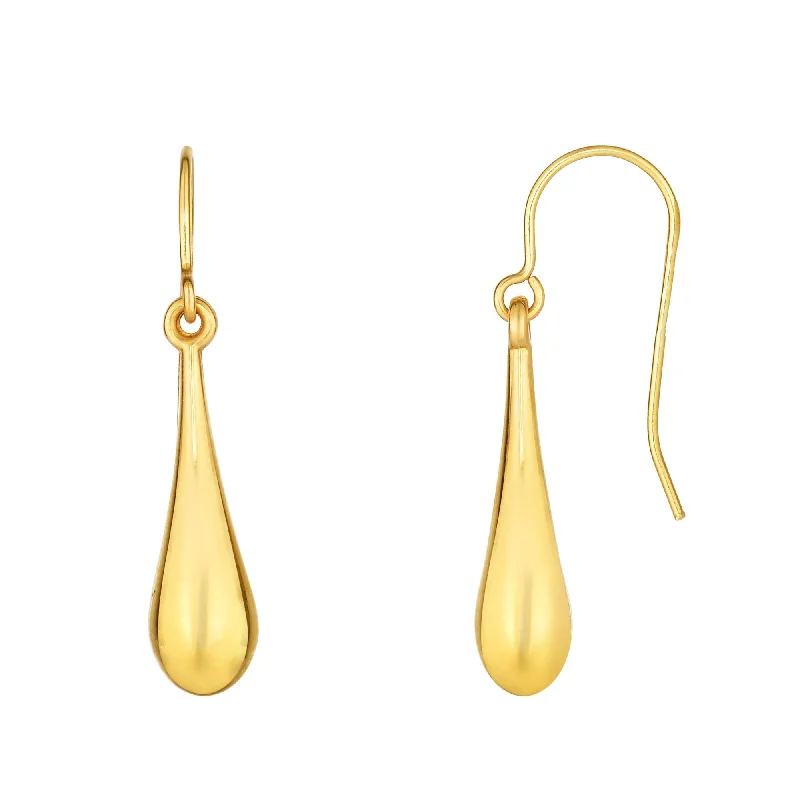 Blue Hoop Earrings-10K Gold Polished Tear Drop Earring