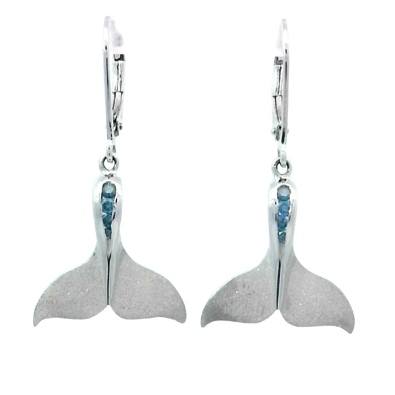 Gold Chain Earrings-Whale Tail Earrings in White Gold