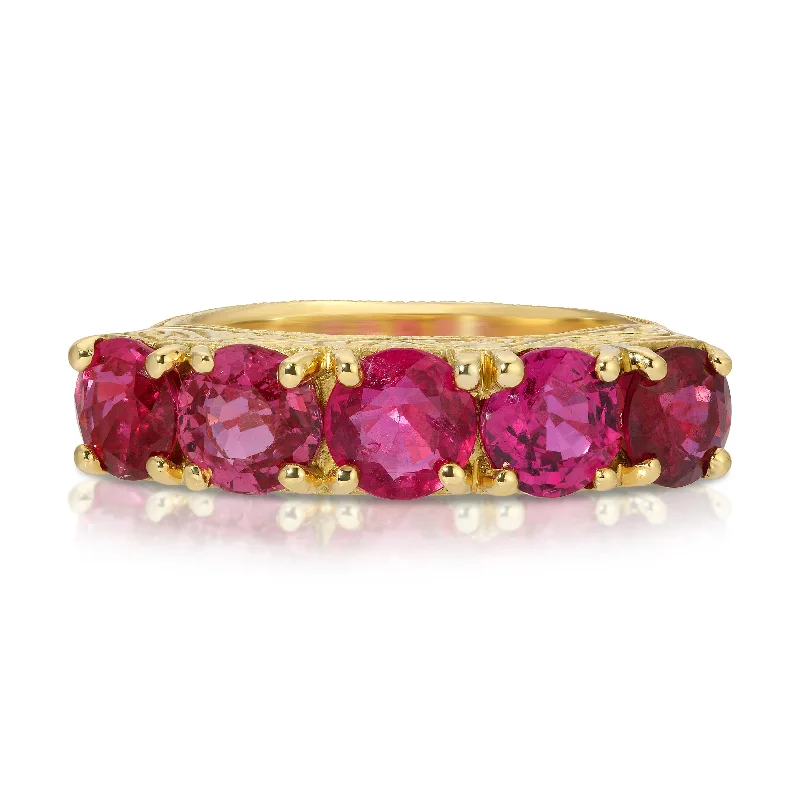 Designer Custom Rings-5-Stone Ruby Ring