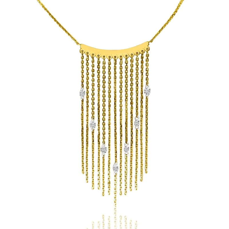 Luxury Silver Pendant Necklaces-TASSLE ‘BIB’ NECKLACE N9997