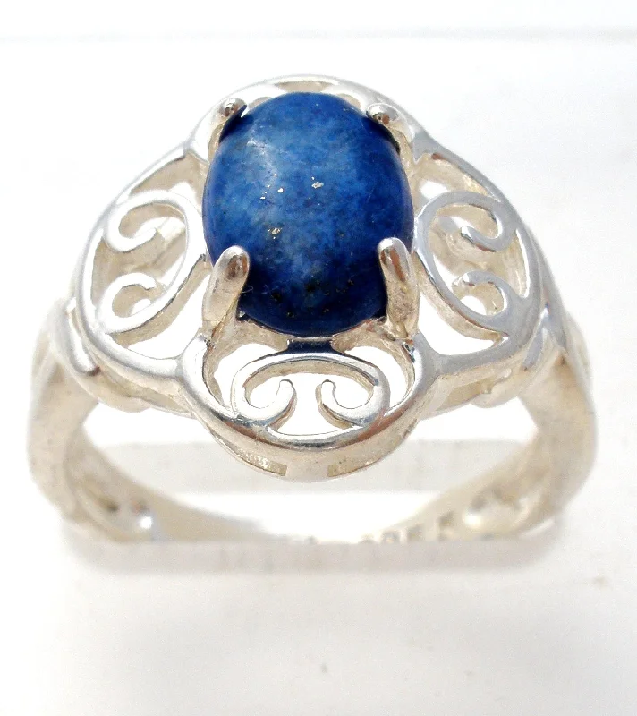 Birthstone Engagement Rings-Sterling Silver Lapis Lazuli Ring Size 5