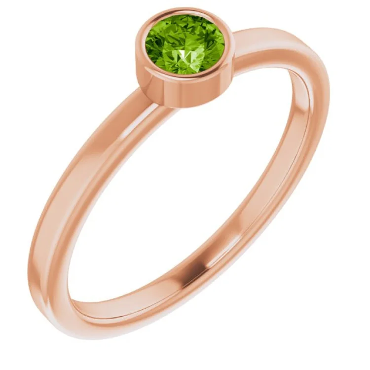 Vintage Promise Rings-14K Rose 4 mm Natural Peridot Ring