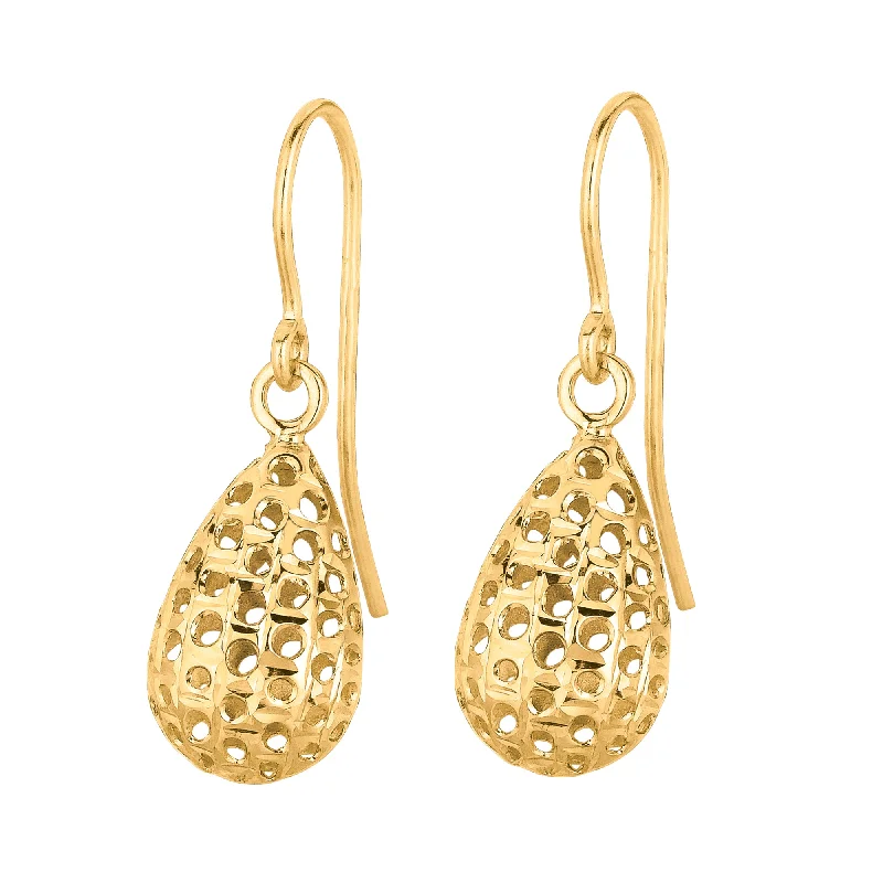 Classic Gemstone Drop Earrings-14K Gold Small Open Tear Drop Earring