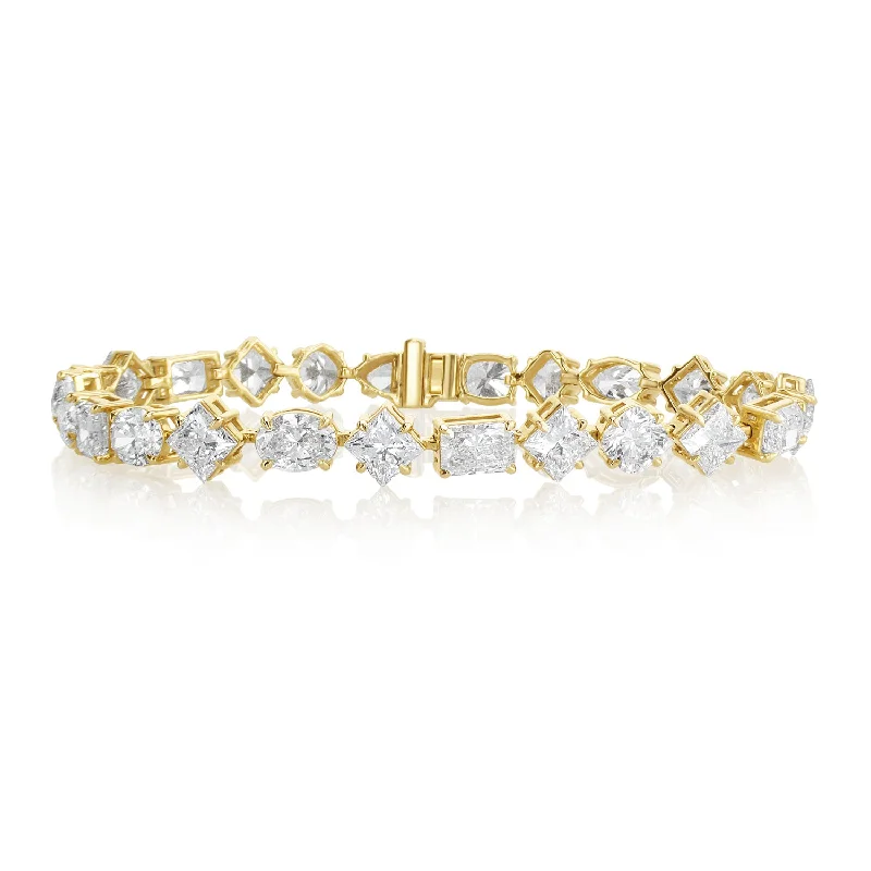 Bracelets For Engagement Gifts-23.68 Carat Lab Grown Fancy Mixed Shape Diamond Bracelet