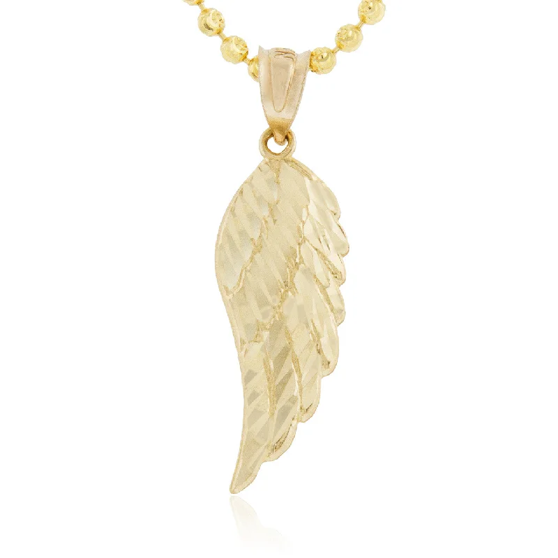 Two-tone Necklaces-10K Yellow Gold Medium Angel Wing Pendant Necklace