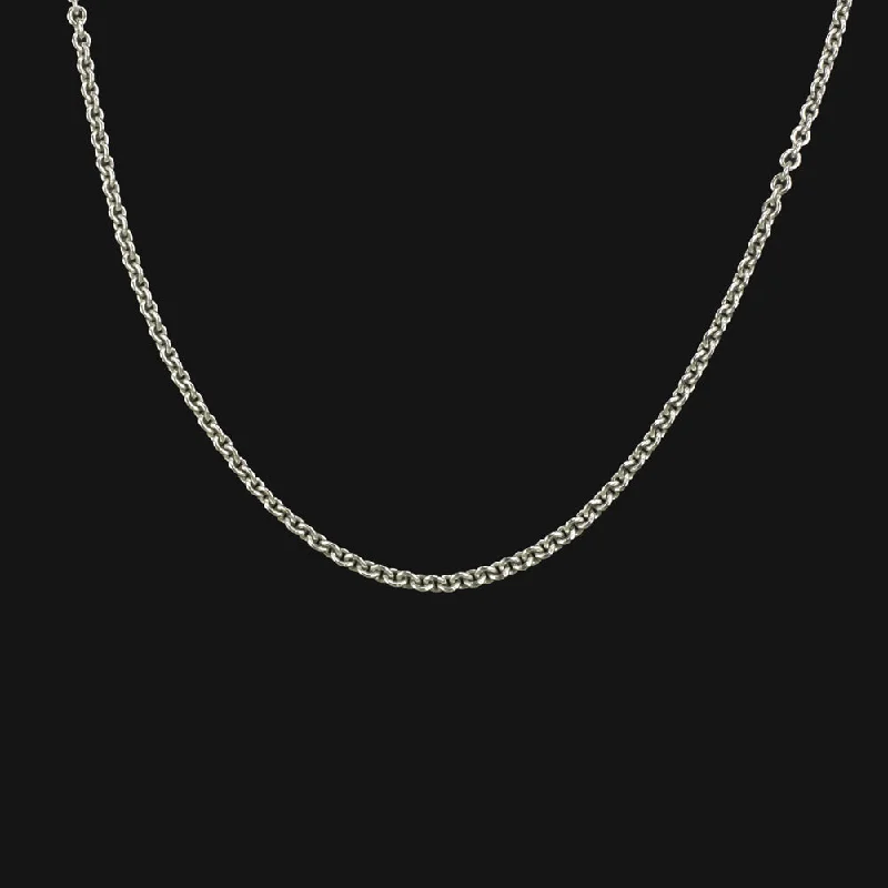 Gold Pendant Necklaces-14k WHITE GOLD ROLO CHAIN NECKLACE 16 INCH 1mm THIN DAINTY STRONG SOLID SIMPLE