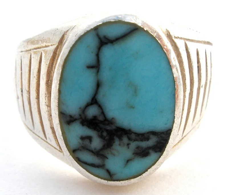 Fancy Rings-Sterling Silver Turquoise Ring Size 5.5