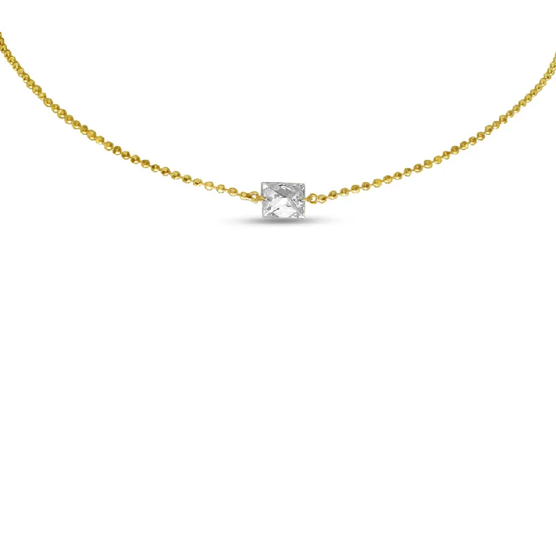 Fashion Necklaces-SINGLE EMERALD CUT DASHING NECKLACE P10203-18