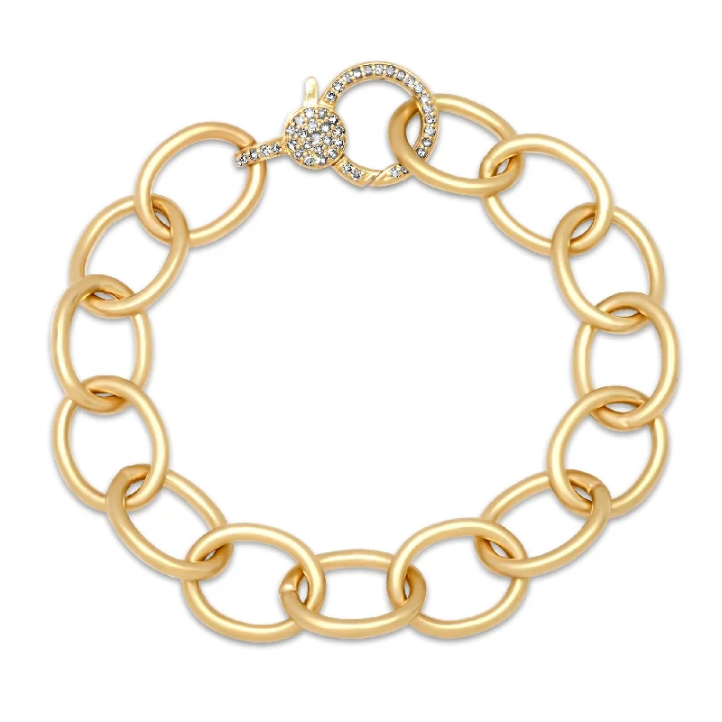 Bracelets For Yoga Lovers-HEAVY MATTE GOLD & DIAMOND BRACELET, 14KT GOLD