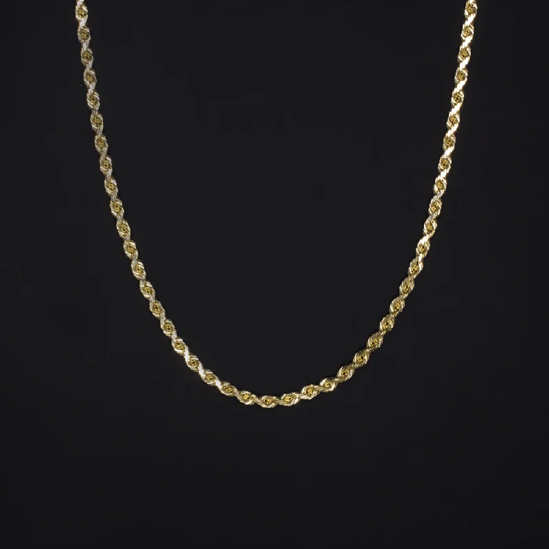 Zodiac Necklaces-SOLID 14K YELLOW GOLD ROPE CHAIN 24in 1.7mm CLASSIC TWIST MENS LADIES NECKLACE