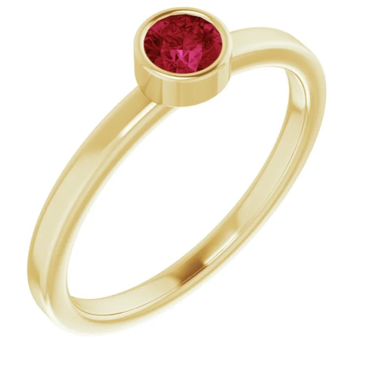 Men’s Rings-14K Yellow 4 mm Lab-Grown Ruby Ring