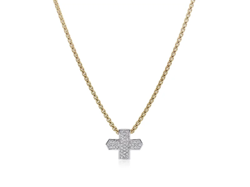 Casual Necklaces-ALOR Yellow Chain Taking Shapes Cross Necklace with 14K Gold & Diamonds