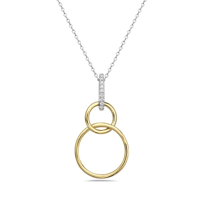 Heart Charm Necklaces-Bassali Olympia 14k  Two-Tone Gold Necklace PN14048XD