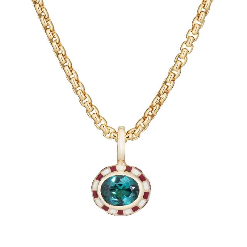 Men’s Gold Necklaces-Tourmaline Checkered Pendant Necklace