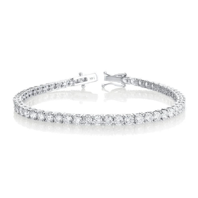 Bracelets With Colorful Stones-6.50 Carat Round Lab Grown Diamond Tennis Bracelet set in 14K White Gold