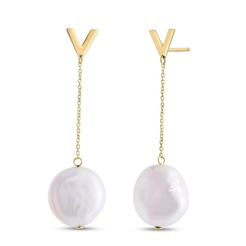 Colorful Dangle Earrings-14K Tesoro Pearl Drop Earrings