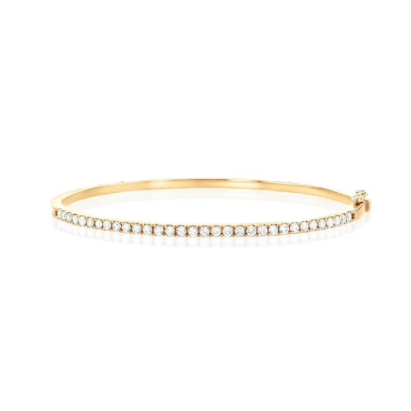 Bracelets With Gold Accents-1.00 Cttw Round Diamond 14K Yellow Gold Bangle Bracelet