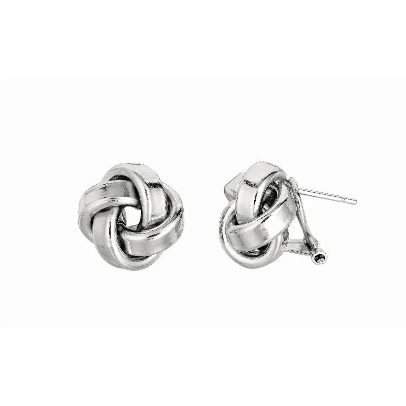 Luxury Pearl Stud Earrings-Silver Large Polished Love Knot Earring