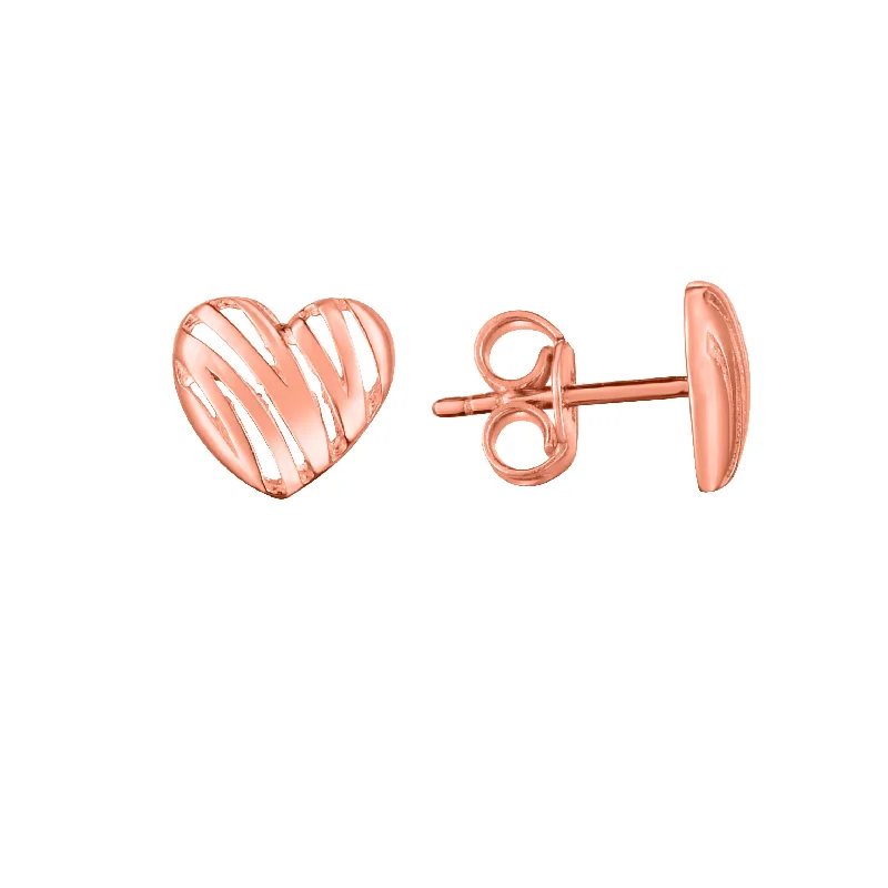 Personalized Hoop Stud Earrings-14K Scribble Heart Studs