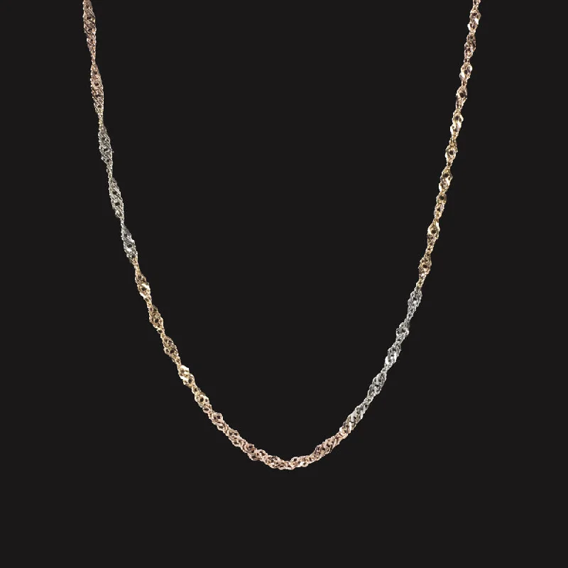 Crystal Necklaces-10k TRI TONE GOLD ROPE CHAIN NECKLACE 24in YELLOW WHITE ROSE COLOR SHIFT SOLID