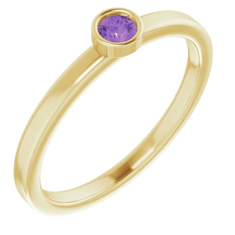 Modern Promise Rings-14K Yellow 3 mm Natural Amethyst Ring