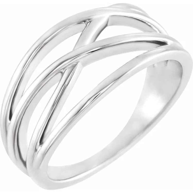 Artistic Rings-Platinum Criss-Cross Ring