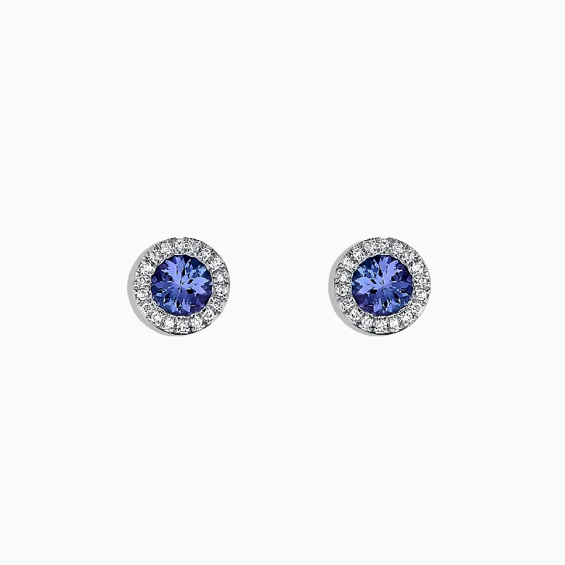 Funky Pearl Earrings-Nahla Siri 14K White Gold Tanzanite & Diamond Earrings, 0.88 TCW