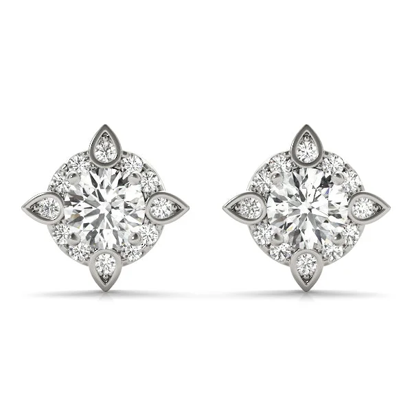 Luxury Silver Earrings-Halo Diamond Earring