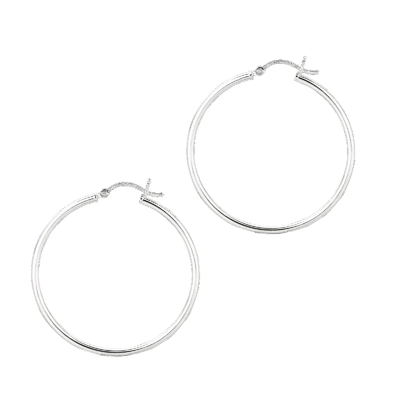 Pretty Dangle Earrings-Silver 2x35mm Hoop Earring