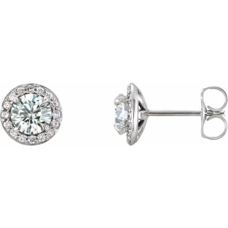 Trendy Crystal Earrings-14K White 1 CTW Natural Diamond Halo-Style Earrings