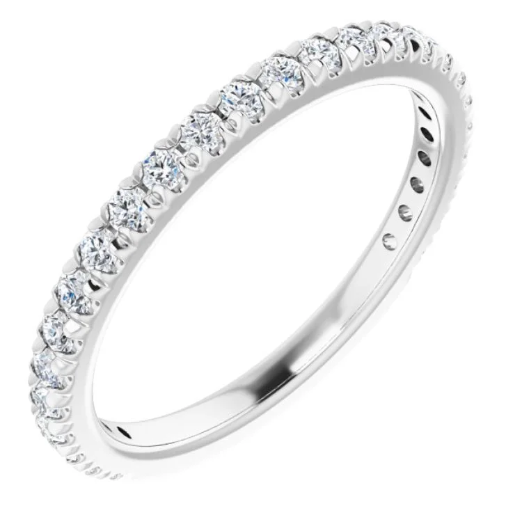 Wedding Bands With Diamonds-Platinum 3/8 CTW Natural Diamond French-Set Anniversary Band