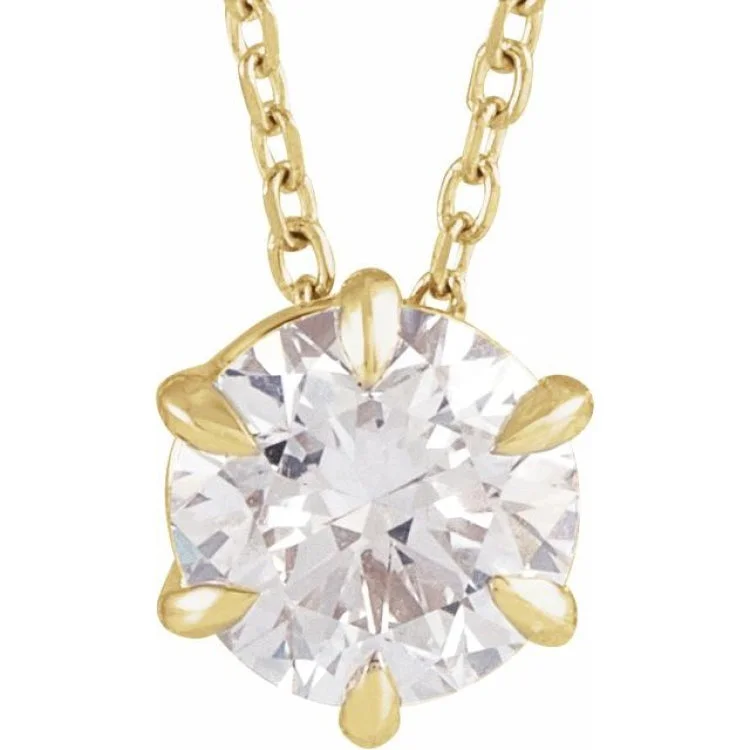 Gemstone Pendant Necklaces-14K Yellow 1 CT Lab-Grown Diamond Solitaire 16-18" Necklace