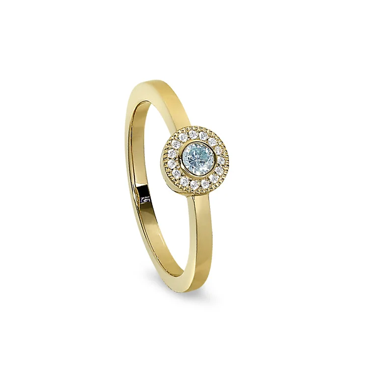 Oval Rings-Gold Finish Sterling Silver Micropave Round Simulated Aquamarine Ring with Simulated Diamonds Size 7