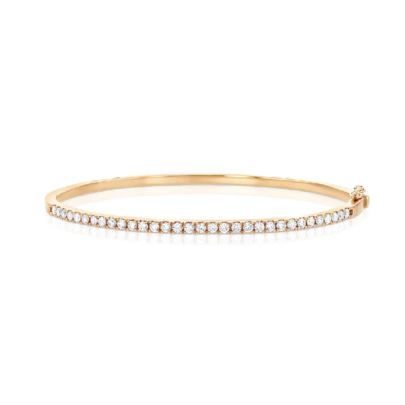 Matching Bracelets For Couples-1.00 Cttw Round Diamond 14K Rose Gold Bangle Bracelet