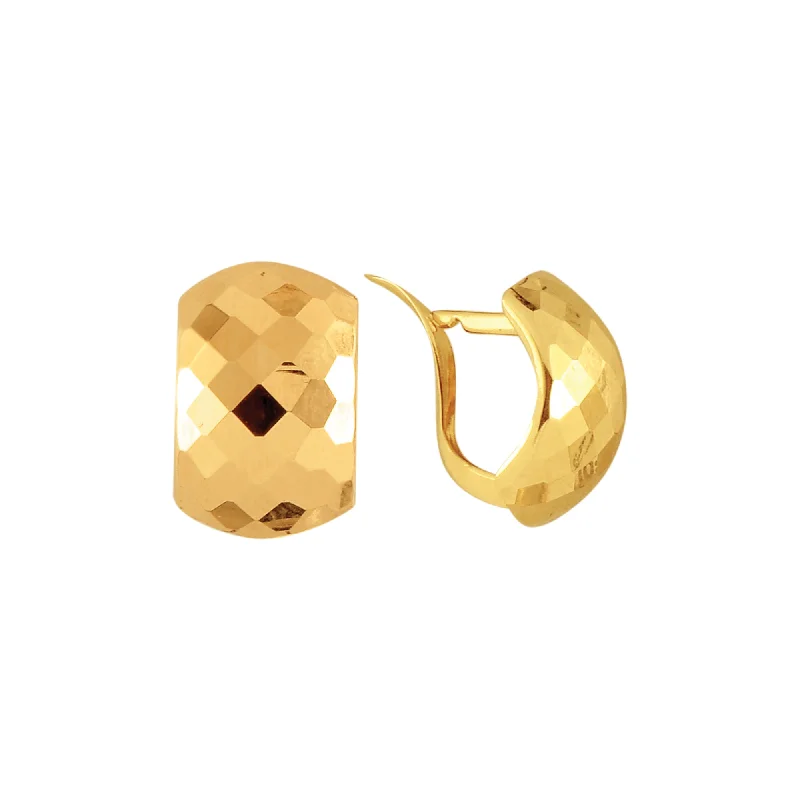 Colorful Drop Stud Earrings-14K Gold Faceted Huggie Earring