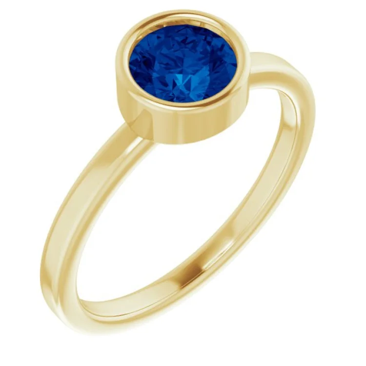 Customizable Rings-14K Yellow 6 mm Lab-Grown Blue Sapphire Ring