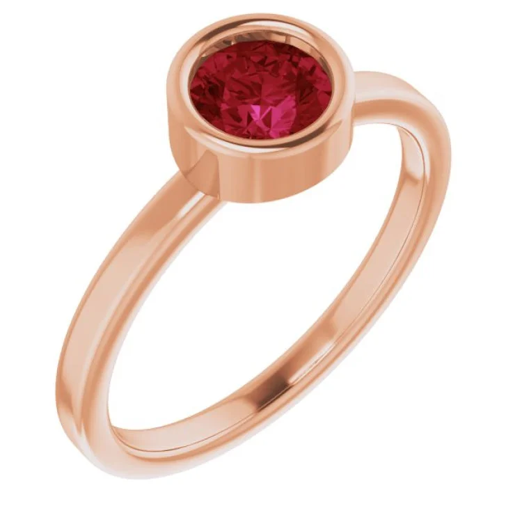 Gold Promise Rings-14K Rose 5.5 mm Natural Ruby Ring