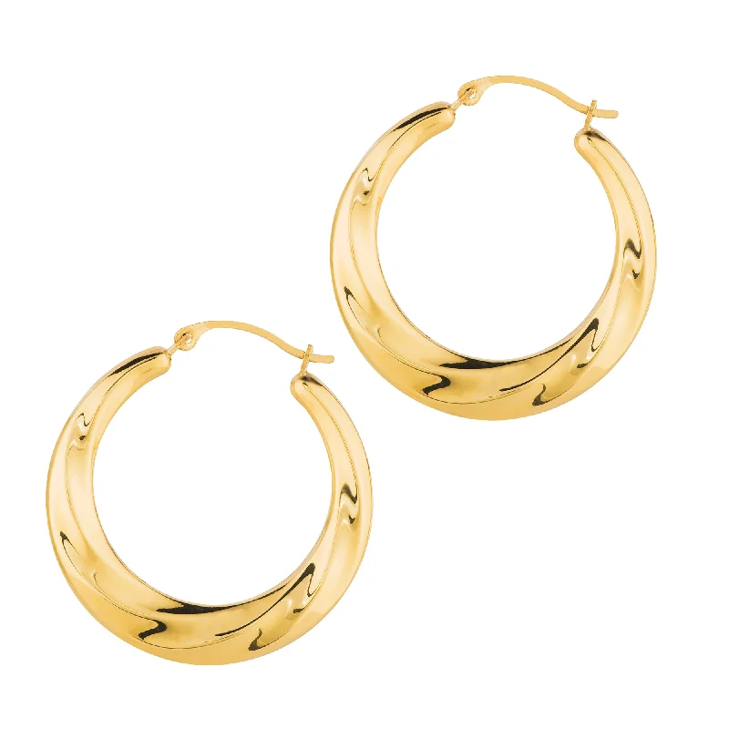 Elegant Gemstone Earrings for Women-14K Gold Round Twist Back to Back Hoop Earring