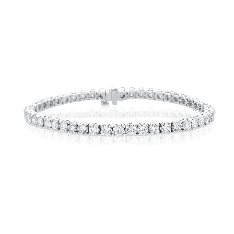 Bracelets With Gemstones-7.32 Cttw Round Diamond 14K White Gold Tennis Bracelet