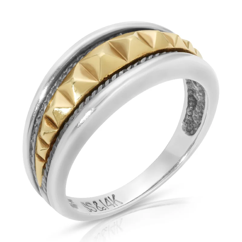 Adjustable Promise Rings-Two-Tone Spike Band