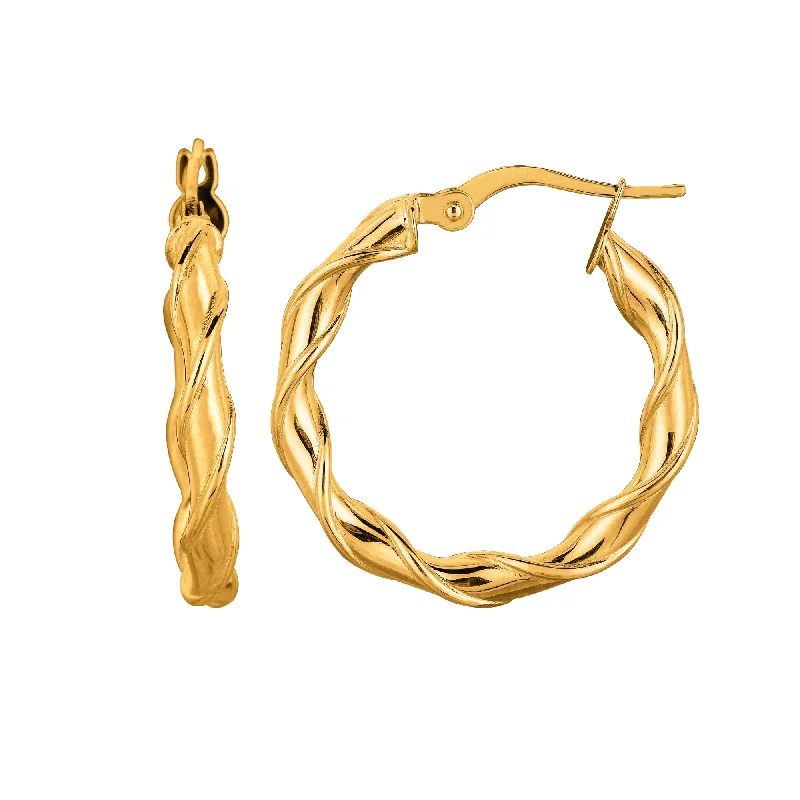 Multi-colored Stud Earrings-14K Gold 20mm Twist Hoop Earring